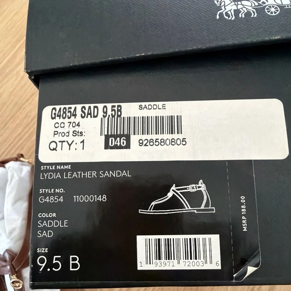 Coach Lydia Leather Sandal in Saddle (Brown) size 9.5 B women new